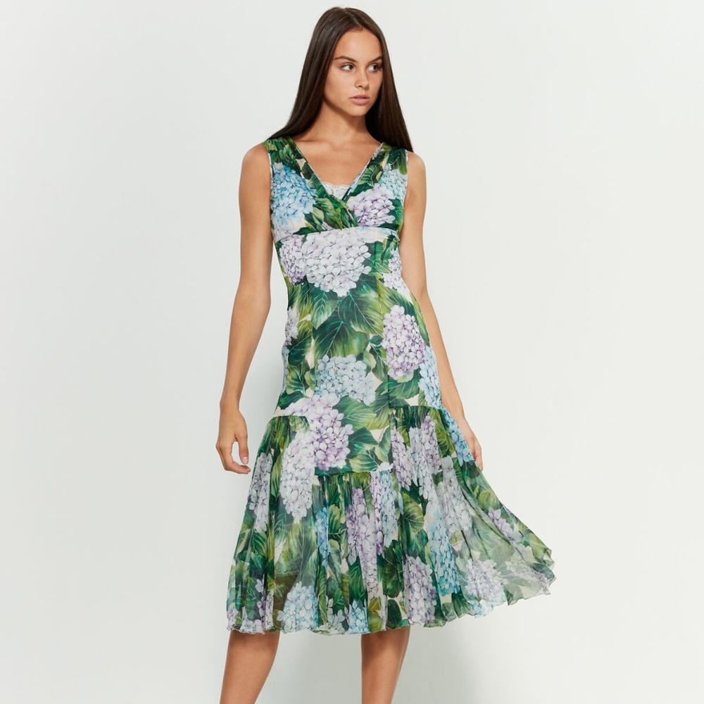 DOLCE&GABBANA  Silk Floral Midi Dress